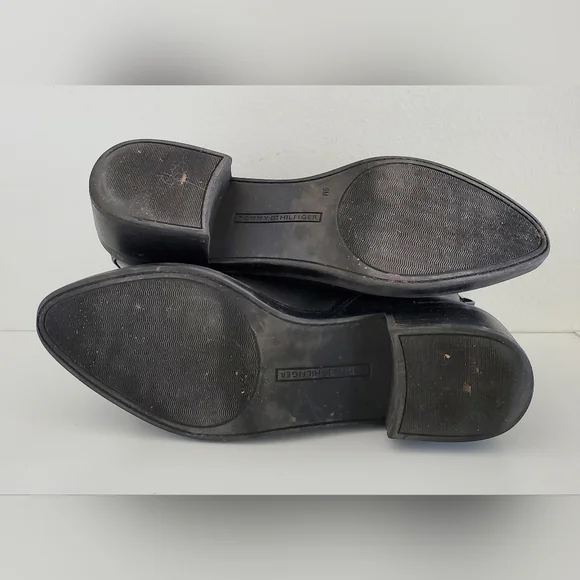 Tommy Hilfiger Pointed Black Leather Chelsea Boots Women's Sz9 - Picture 8 of 8